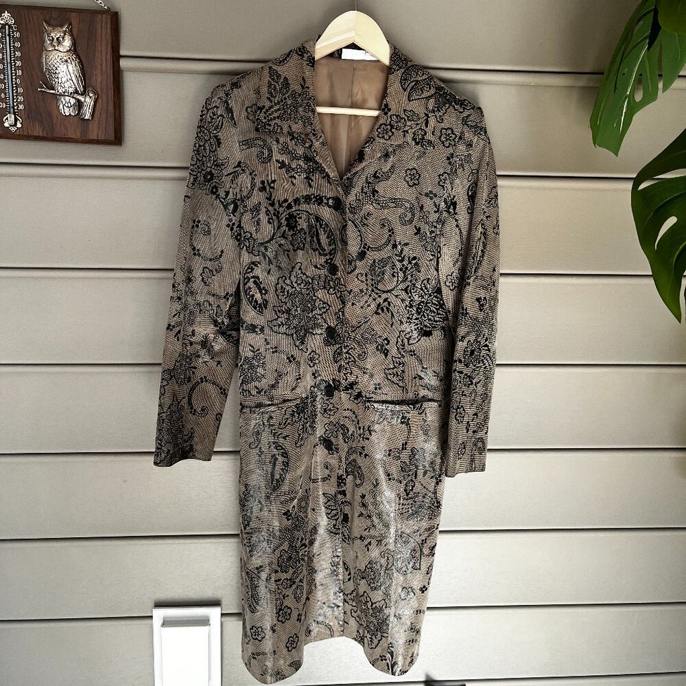 Newport leather coat with floral print US 8-10